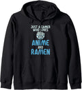 Anime Just Gamer Who Loves Anime And Ramen T-Shirt - Graphic Print Unisex - T-Shirt, Sweatshirt, Hoodie