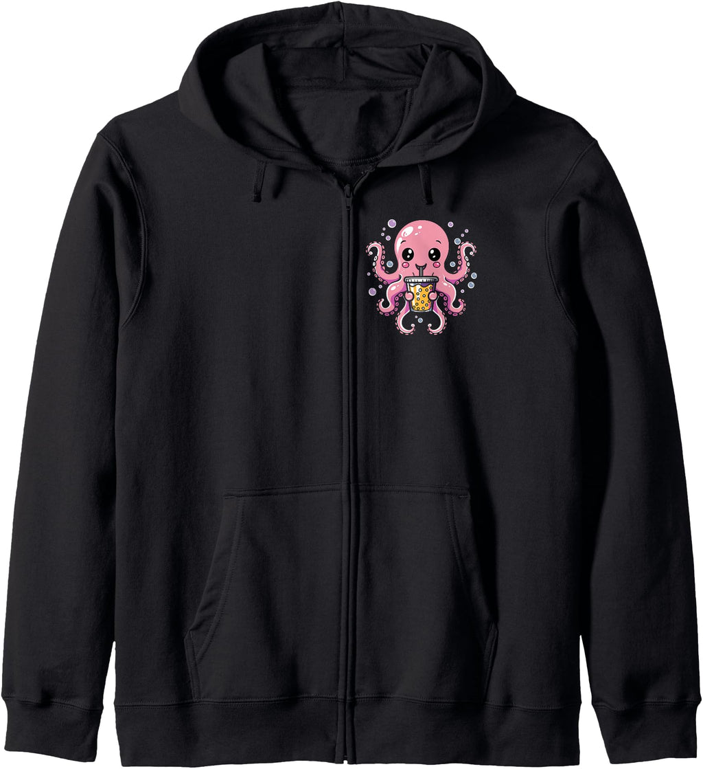 Authentic Octopus Drinking Boba T-Shirt - Casual Everyday Wear Men Women - T-Shirt, Sweatshirt, Hoodie