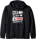 Authentic Eat Sleep Anime Repeat Sweatshirt - Custom Art Print for Adults - T-Shirt, Sweatshirt, Hoodie