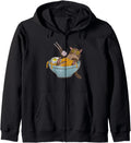 Handcrafted Cat Eating Ramen Noodles Hoodie - Novelty Apparel Men Women - T-Shirt, Sweatshirt, Hoodie