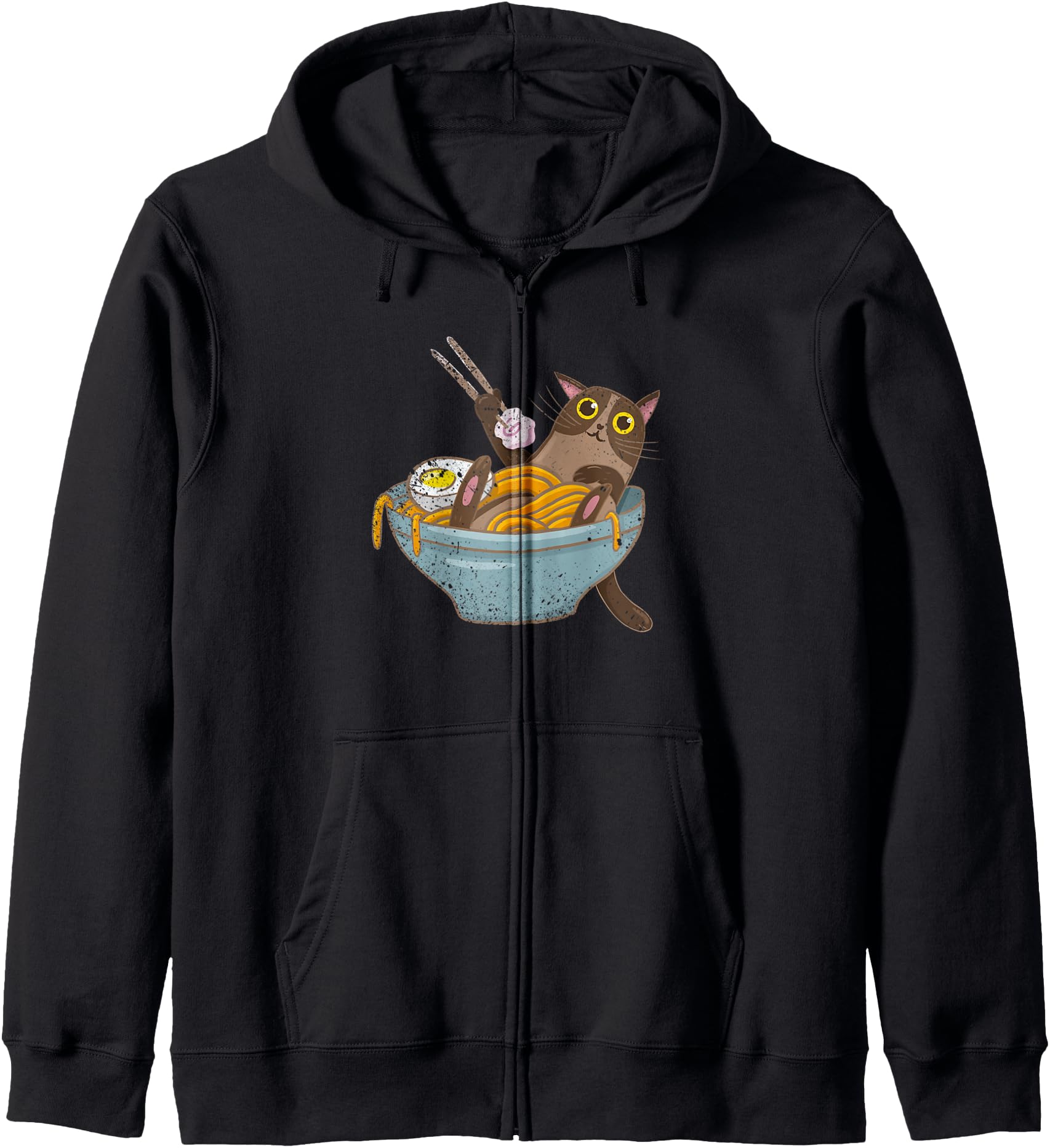 Cat Eating Ramen Noodles Anime Artist T-Shirt - Unique Graphic Unisex - T-Shirt, Sweatshirt, Hoodie