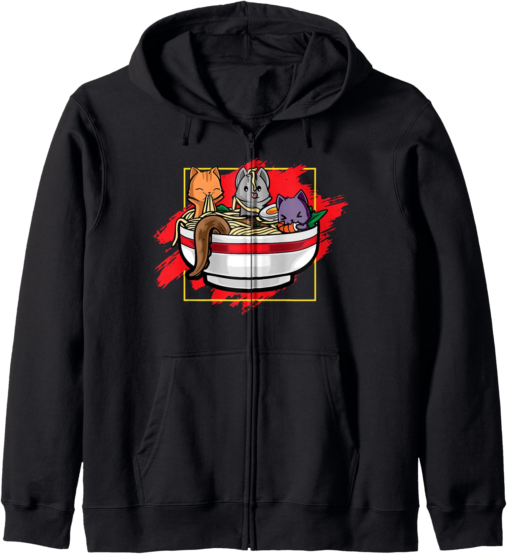 Exclusive Ramen Cat Feline Kitten Hoodie - Unique Graphic Men Women - T-Shirt, Sweatshirt, Hoodie
