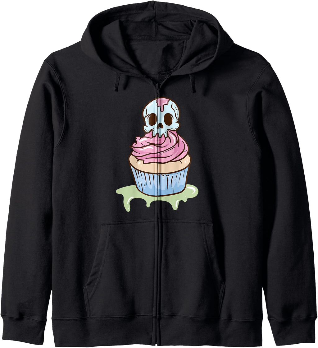 Authentic Spooky Skull Cupcake Sweatshirt - Custom Art Print Men Women - T-Shirt, Sweatshirt, Hoodie