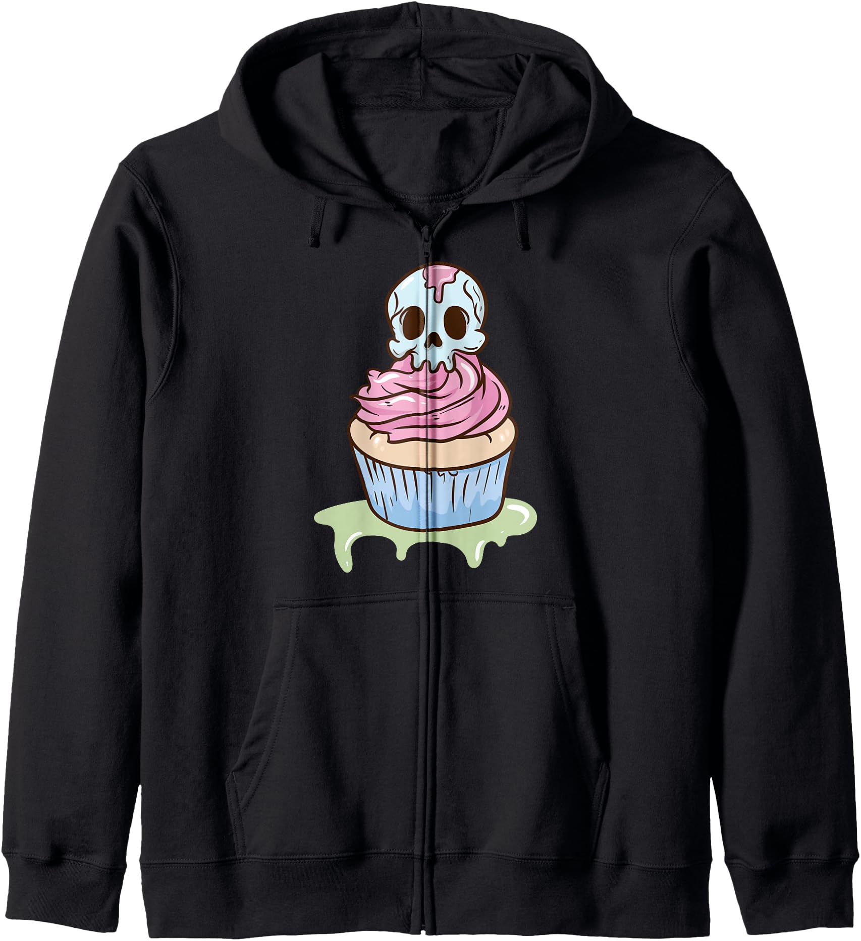 Authentic Spooky Skull Cupcake Sweatshirt - Custom Art Print Men Women - T-Shirt, Sweatshirt, Hoodie