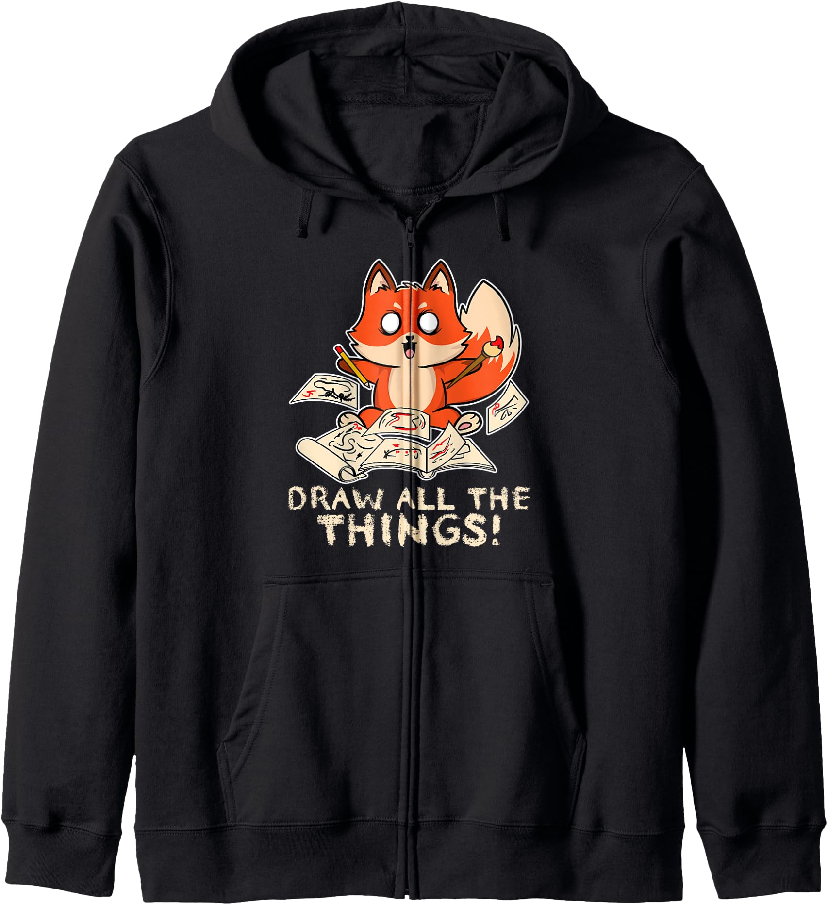 Original Draw All Things Fox Sketching T-Shirt - Unique Graphic for Adults - T-Shirt, Sweatshirt, Hoodie