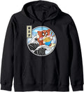 Happy Fox Eating Ramen Surfing Kanagawa T-Shirt - Graphic Print Men Women - T-Shirt, Sweatshirt, Hoodie