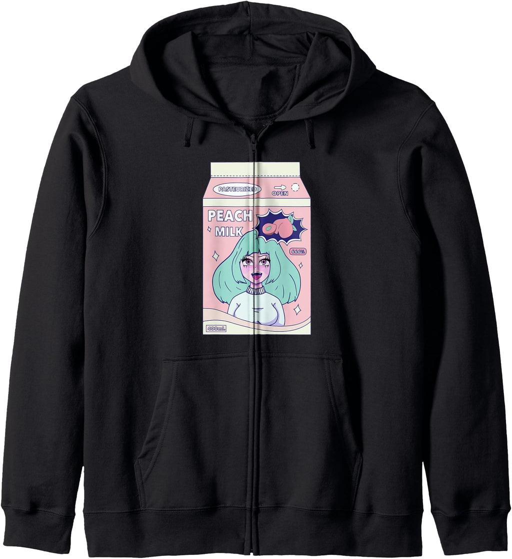 90S Japanese Kawaii Peach Milk Juice Hoodie - Aesthetic Graphic for Adults - T-Shirt, Sweatshirt, Hoodie
