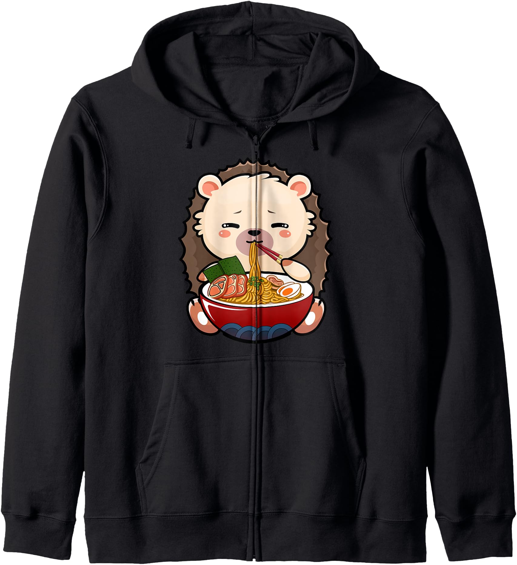 Hedgehog Eating Ramen Noodle T-Shirt - Streetwear Style for Adults - T-Shirt, Sweatshirt, Hoodie
