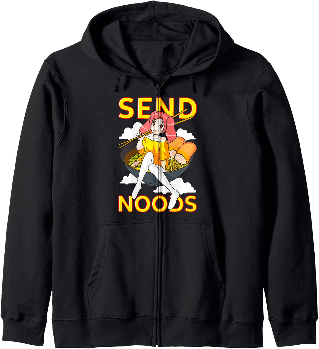 Handcrafted Send Me Noods Kawaii Japanese Hoodie - Minimalist Print Unisex - T-Shirt, Sweatshirt, Hoodie
