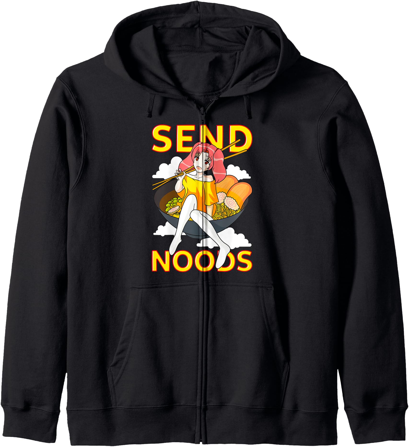 Handcrafted Send Me Noods Kawaii Japanese Hoodie - Minimalist Print Unisex - T-Shirt, Sweatshirt, Hoodie
