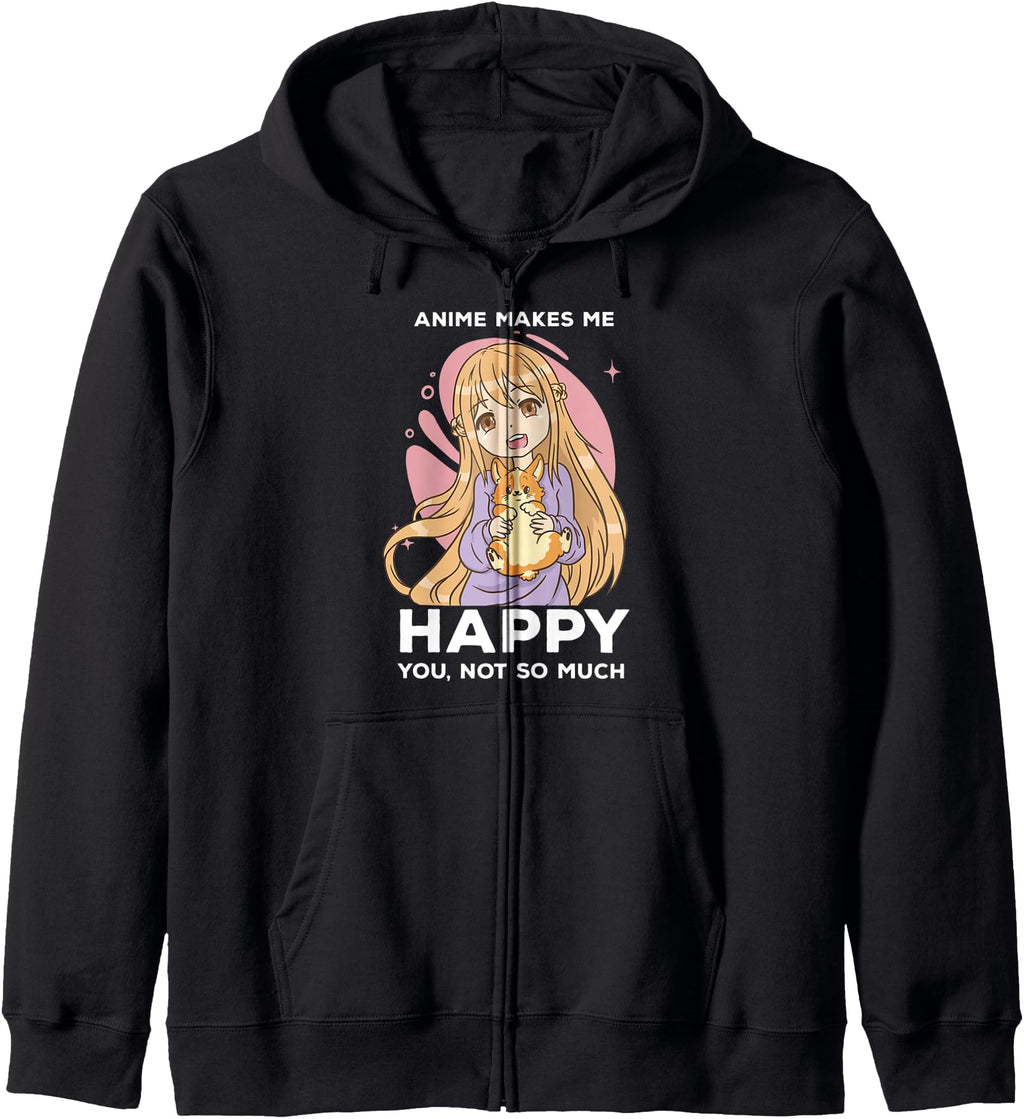 Handcrafted Anime Makes Me Happy T-Shirt - Streetwear Style Men Women - T-Shirt, Sweatshirt, Hoodie