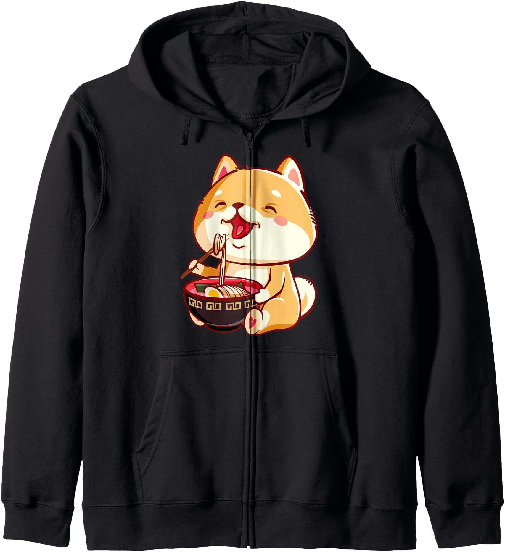 Shiba Inu Eats Ramen Noodles Japanese Hoodie - Minimalist Print Unisex - T-Shirt, Sweatshirt, Hoodie