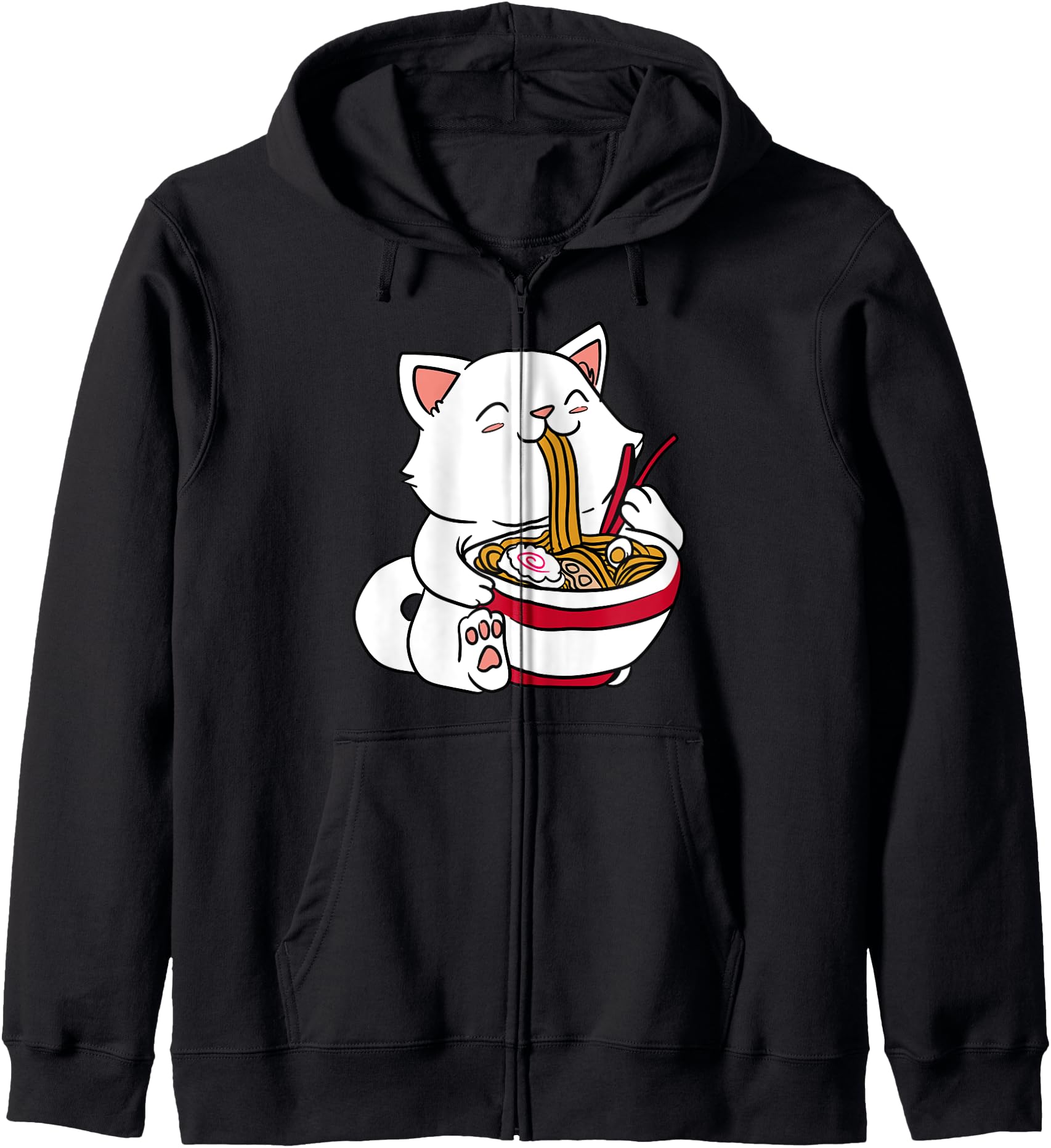 Handcrafted Kawaii Cat Eating T-Shirt - Casual Everyday Wear Men Women - T-Shirt, Sweatshirt, Hoodie