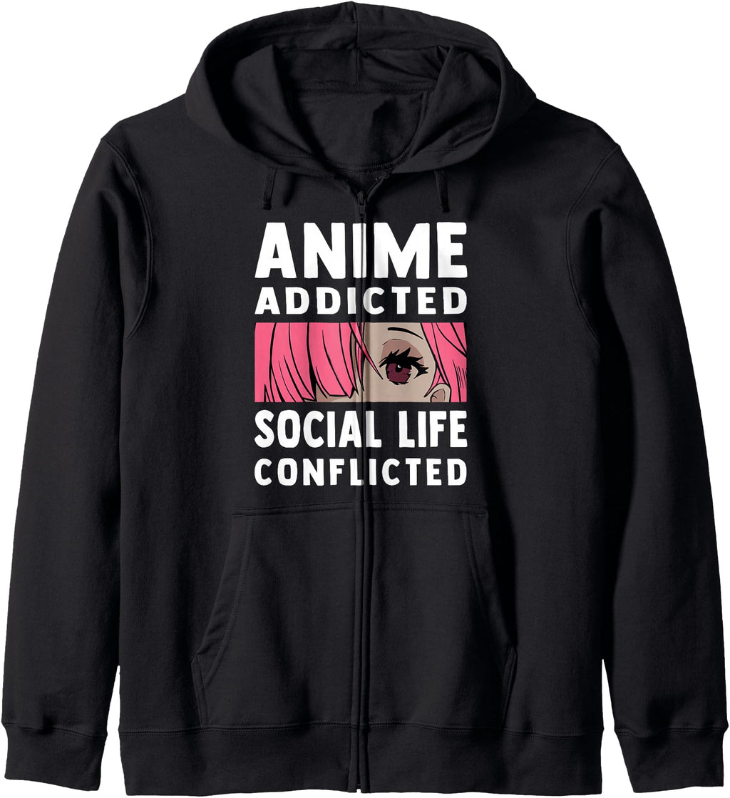Anime Addicted Social Life T-Shirt - Fun Novelty Design for Adults - T-Shirt, Sweatshirt, Hoodie