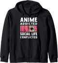 Anime Addicted Social Life T-Shirt - Fun Novelty Design for Adults - T-Shirt, Sweatshirt, Hoodie