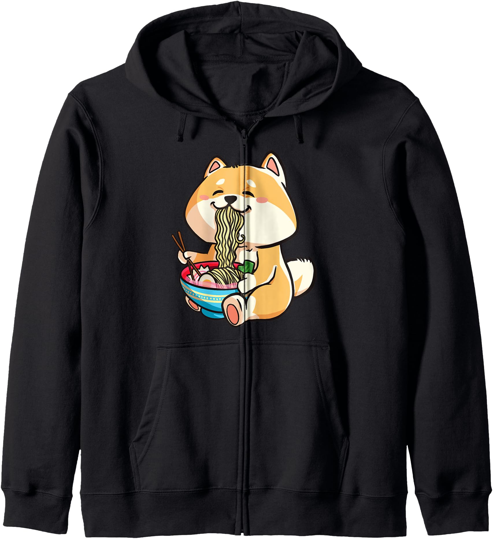 Authentic Dog Shiba Eating Ramen Otaku T-Shirt - Fun Novelty Design Unisex - T-Shirt, Sweatshirt, Hoodie