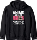 Handcrafted Anime Addict Social Life Hoodie - Aesthetic Graphic Men Women - T-Shirt, Sweatshirt, Hoodie