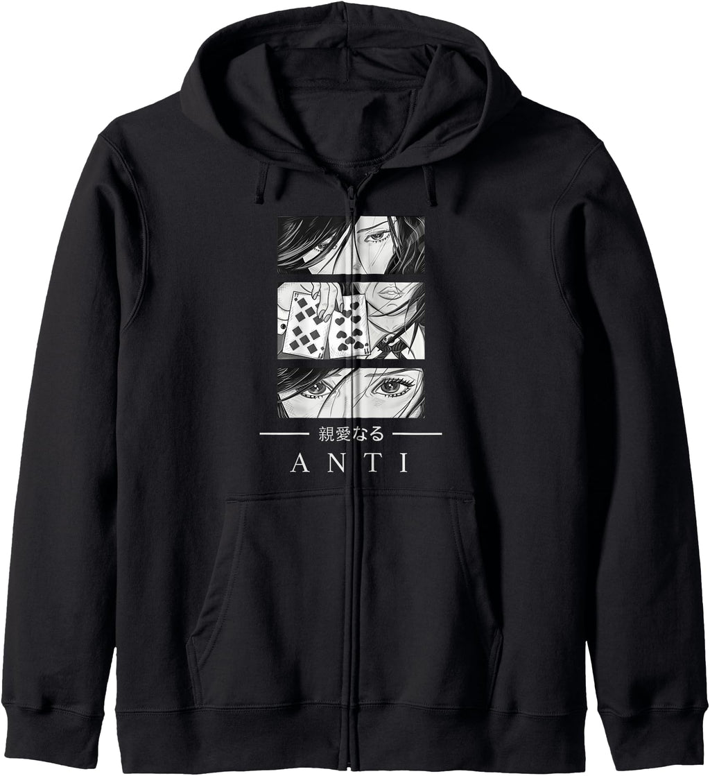 Anime Anti Japanese Text Aesthetic Hoodie - Trendy Graphic Men Women - T-Shirt, Sweatshirt, Hoodie