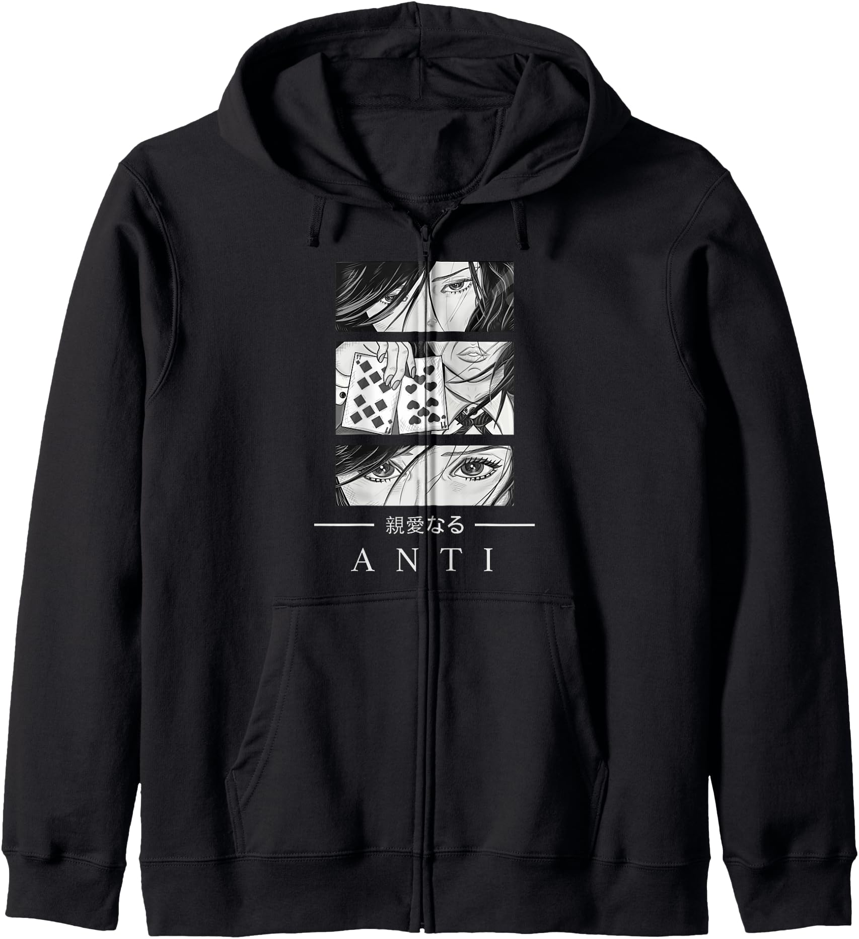 Anime Anti Japanese Text Aesthetic Hoodie - Trendy Graphic Men Women - T-Shirt, Sweatshirt, Hoodie