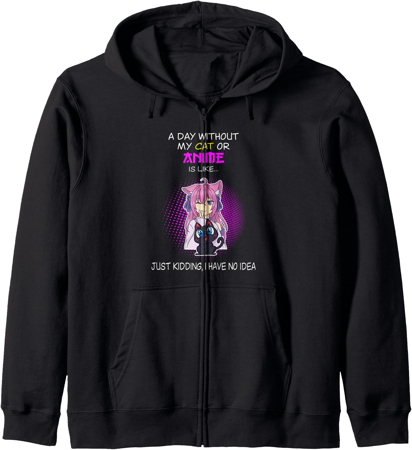 Original Anime Cat Love Cats And Anime Hoodie - Graphic Print Men Women - T-Shirt, Sweatshirt, Hoodie