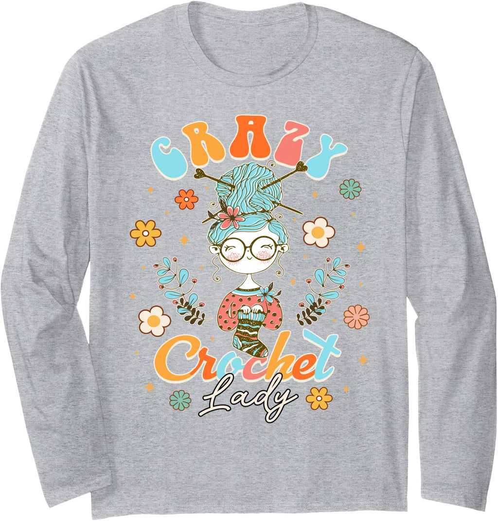 Crazy Crochet Lady Crocheting Sweatshirt - Aesthetic Graphic Unisex - T-Shirt, Sweatshirt, Hoodie