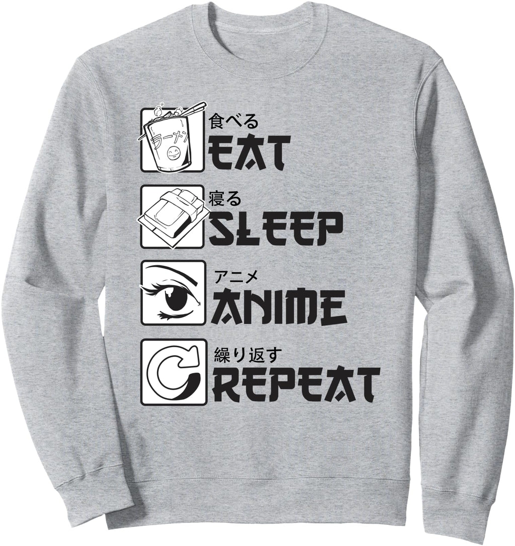 Handcrafted Eat Sleep Anime Hoodie - Casual Everyday Wear for Adults - T-Shirt, Sweatshirt, Hoodie