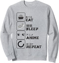 Authentic Eat Sleep Anime Repeat Hoodie - Aesthetic Graphic for Adults - T-Shirt, Sweatshirt, Hoodie