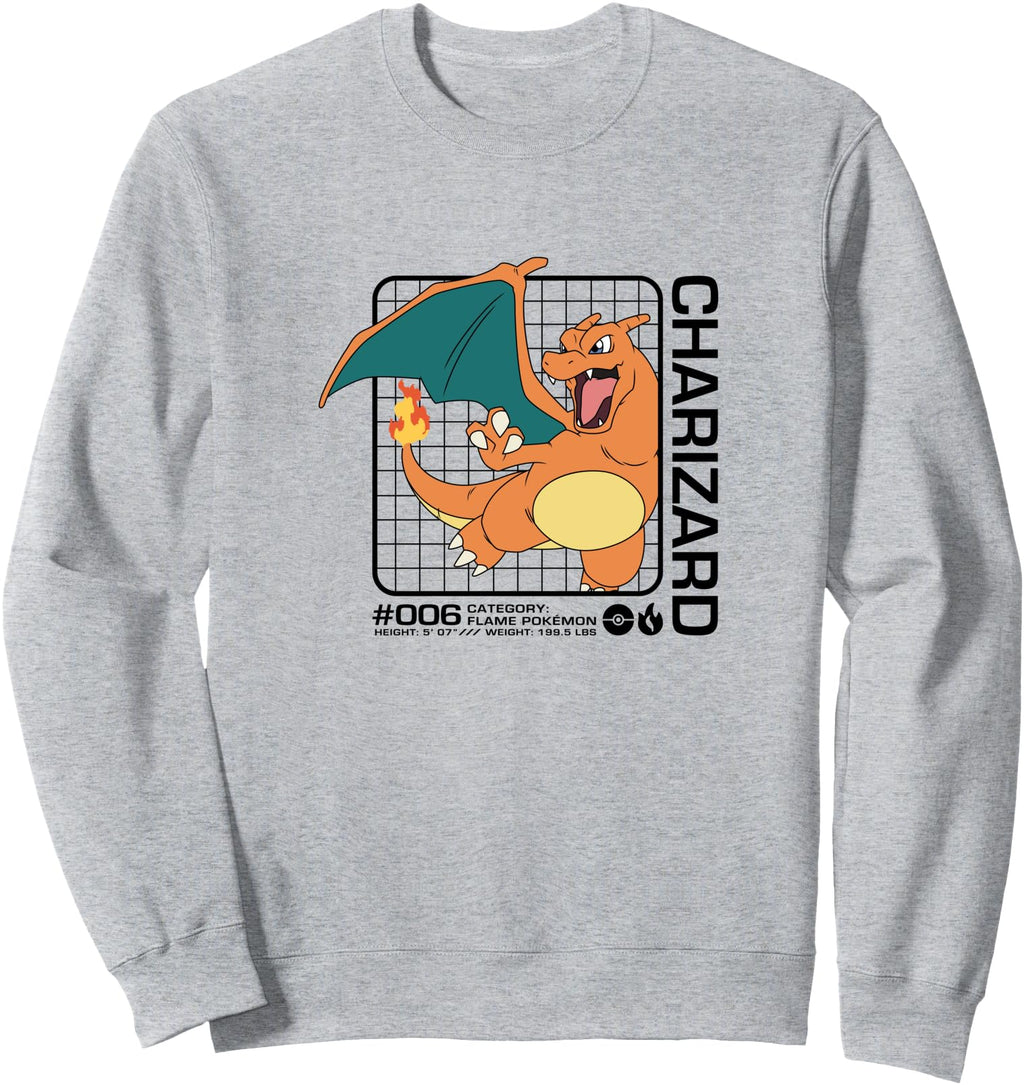 Pok Mon Charizard Stats Sweatshirt - Trendy Graphic for Adults - T-Shirt, Sweatshirt, Hoodie