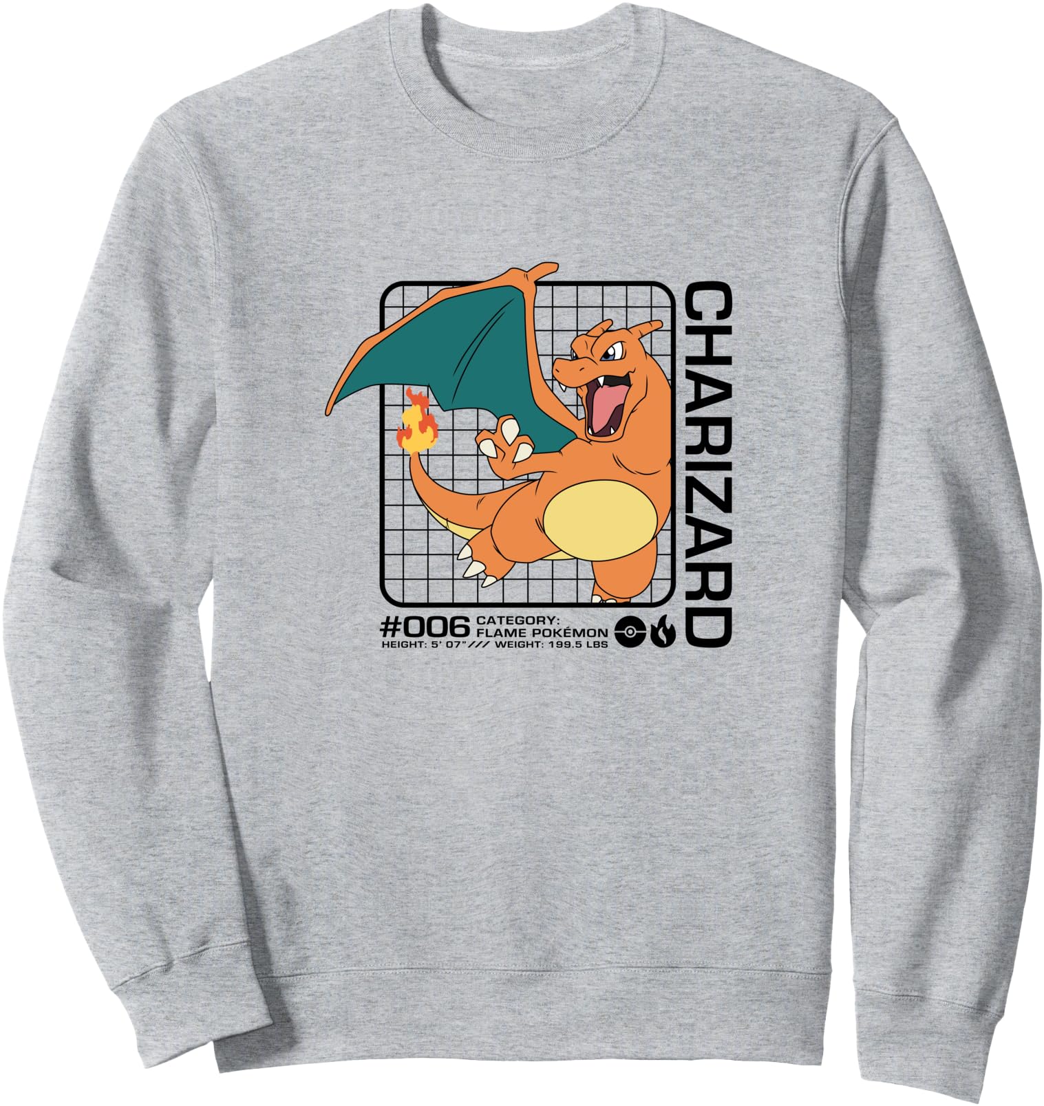 Pok Mon Charizard Stats Sweatshirt - Trendy Graphic for Adults - T-Shirt, Sweatshirt, Hoodie