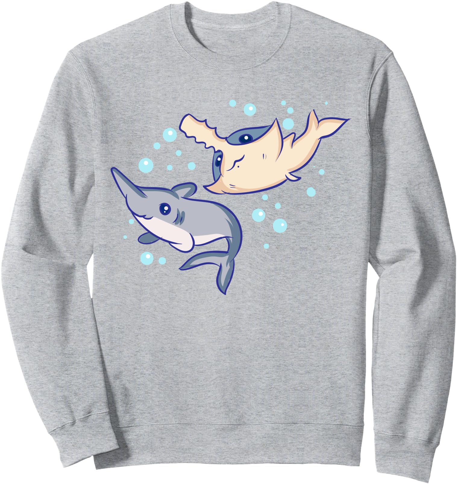 Original Kawaii Anime Sharks Sweatshirt - Aesthetic Graphic for Adults - T-Shirt, Sweatshirt, Hoodie