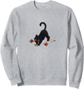 Handcrafted Black Cat Pouncing Leaves Hoodie - Minimalist Print Men Women - T-Shirt, Sweatshirt, Hoodie