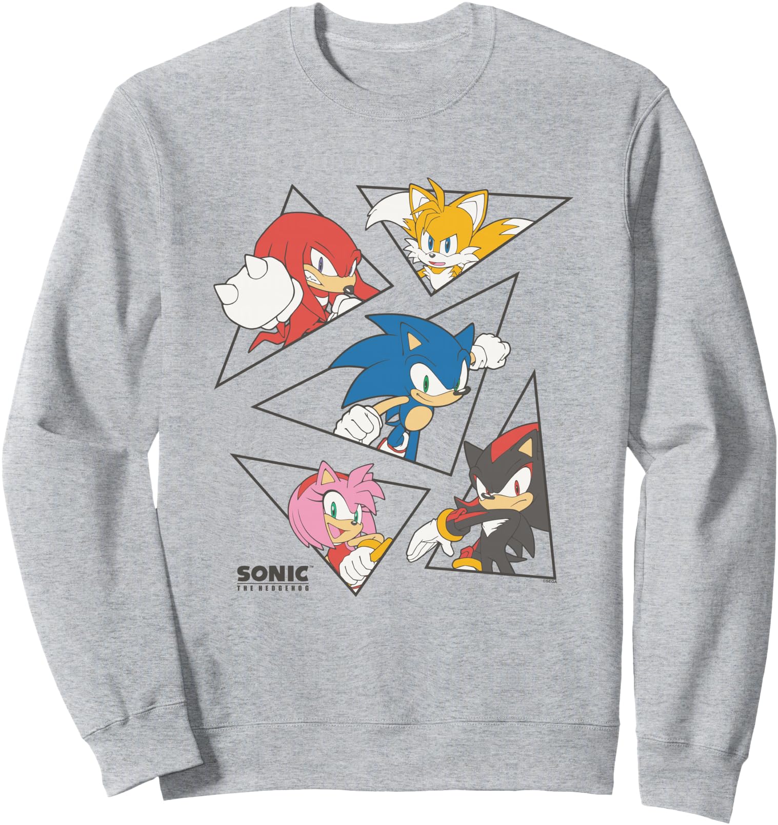 Sonic Hedgehog Main Characters Triangle T-Shirt - Trendy Graphic Unisex - T-Shirt, Sweatshirt, Hoodie