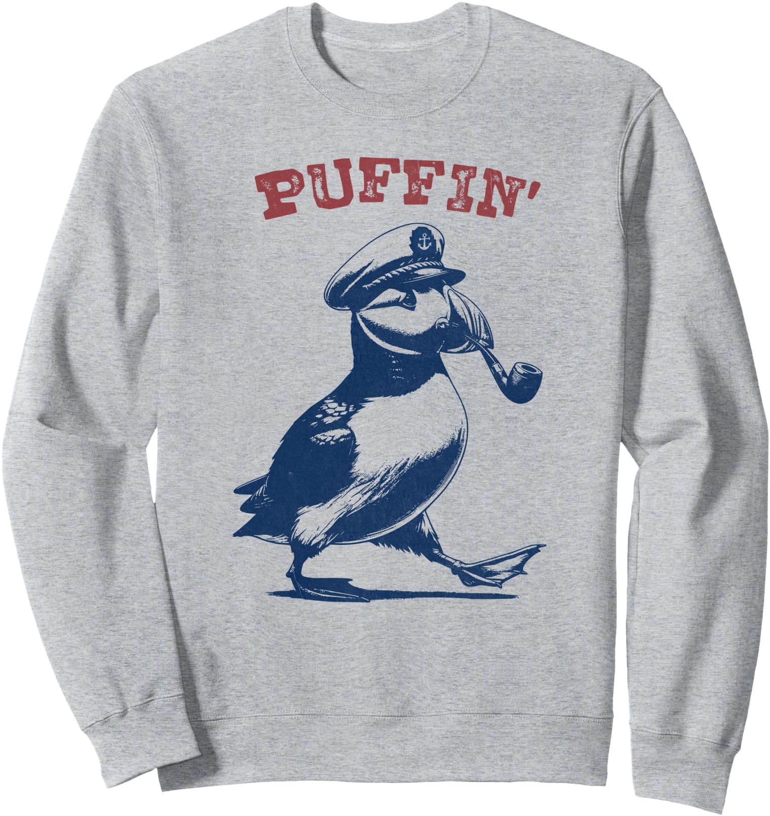Original Pipe Smoking Puffin Word Pun Sweatshirt - Minimalist Print Unisex - T-Shirt, Sweatshirt, Hoodie