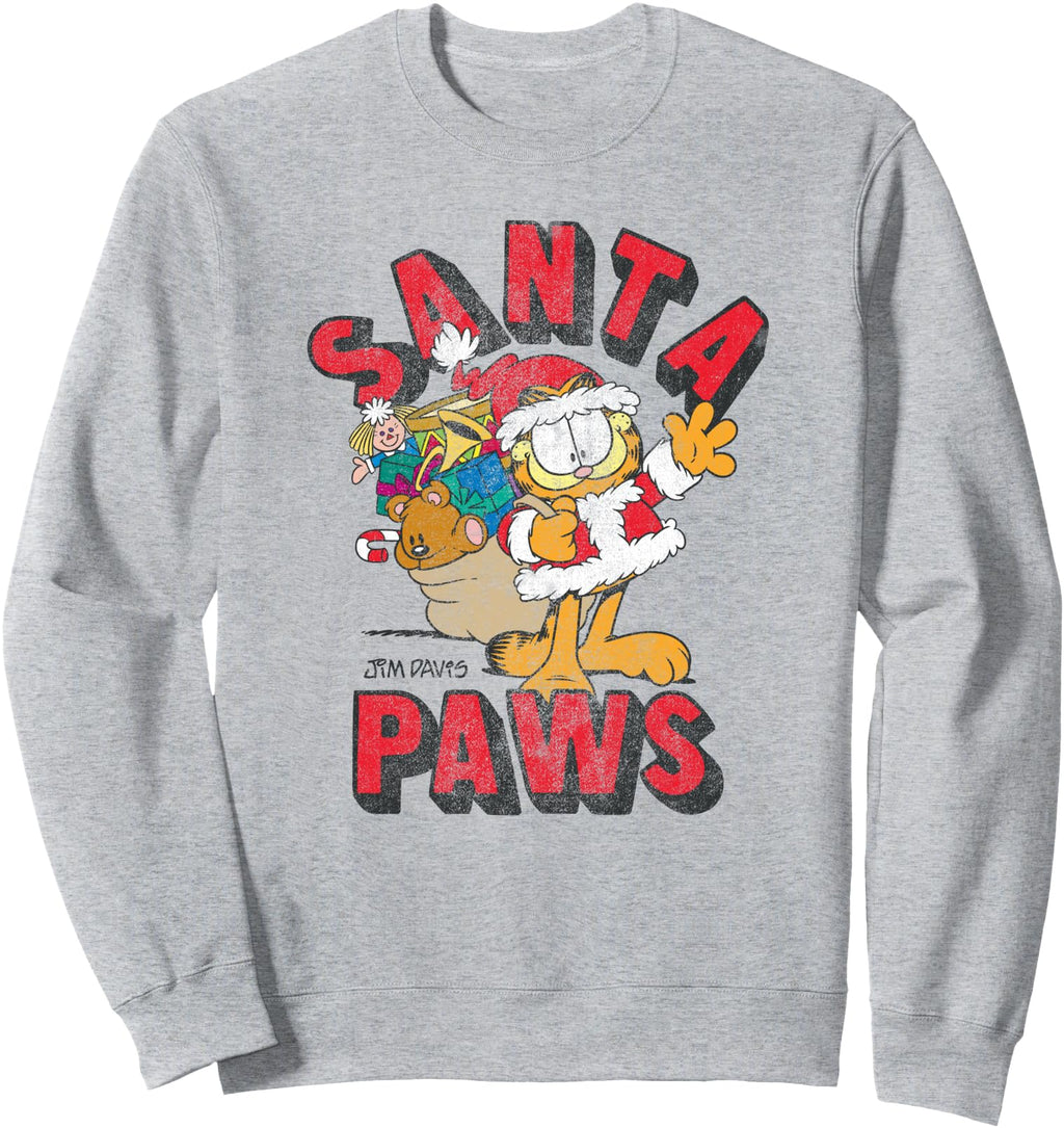 Original Garfield Santa Paws Distressed T-Shirt - Novelty Apparel Unisex - T-Shirt, Sweatshirt, Hoodie