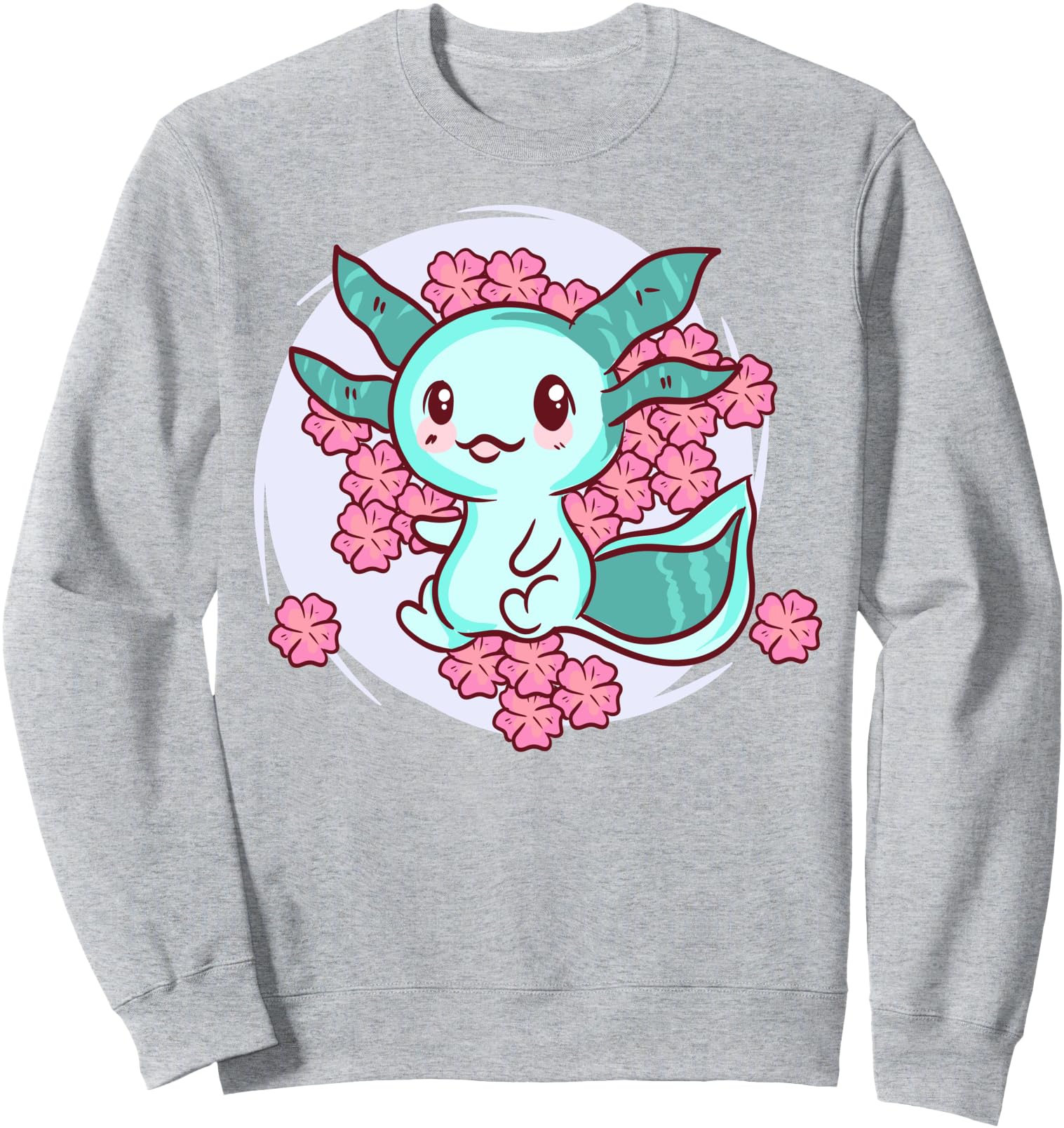 Cherry Blossom Axolotl Kawaii Sweatshirt - Minimalist Print for Adults - T-Shirt, Sweatshirt, Hoodie