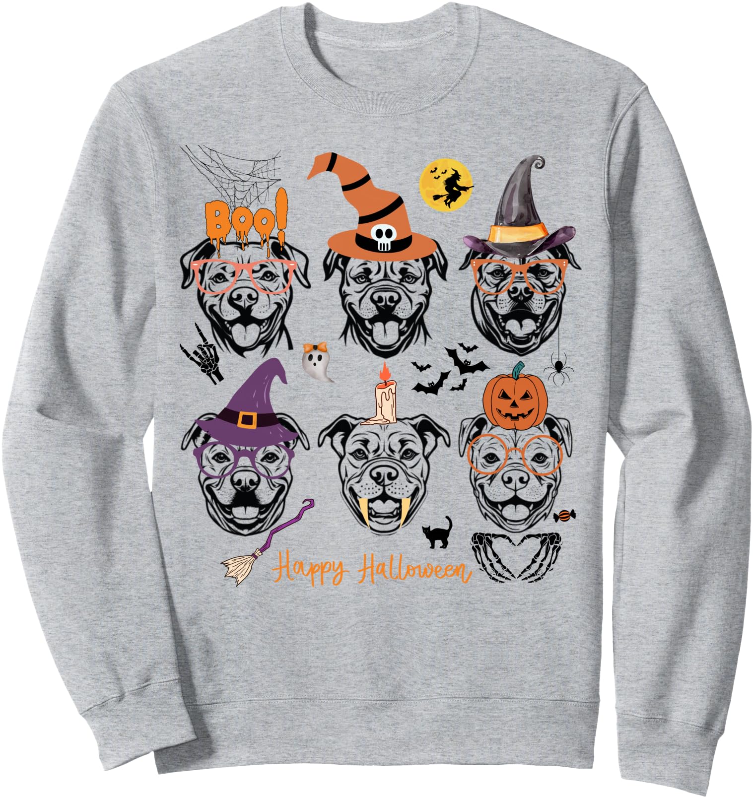 Exclusive Pitbull Halloween Sweatshirt - Minimalist Print for Adults - T-Shirt, Sweatshirt, Hoodie