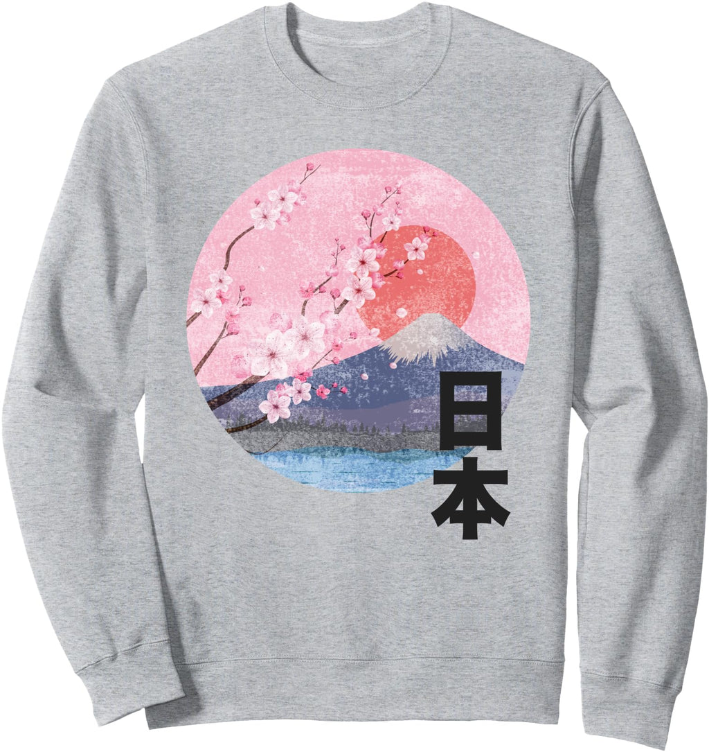 Handcrafted Cherry Blossom Mount Sweatshirt - Aesthetic Graphic for Adults - T-Shirt, Sweatshirt, Hoodie