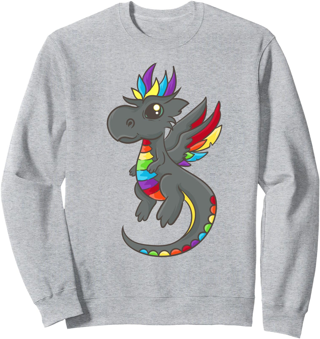 Black Rainbow Dragon Kawaii Anime Sweatshirt - Fun Novelty Design Unisex - T-Shirt, Sweatshirt, Hoodie