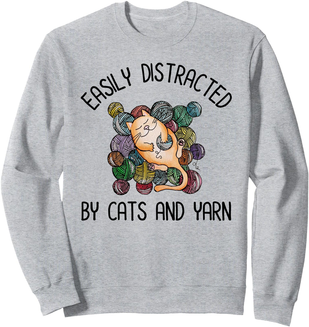 Original Easily Distracted Cats And Sweatshirt - Unique Graphic Men Women - T-Shirt, Sweatshirt, Hoodie