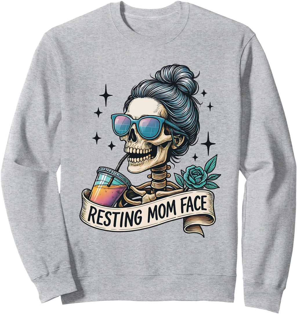 Exclusive Resting Mom Face Skull T-Shirt - Trendy Graphic Unisex - T-Shirt, Sweatshirt, Hoodie