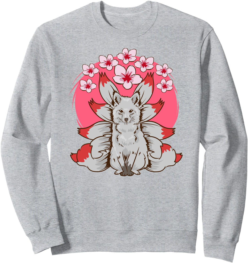 Original Kitsune Cherry Blossom Fox Hoodie - Unique Graphic for Adults - T-Shirt, Sweatshirt, Hoodie