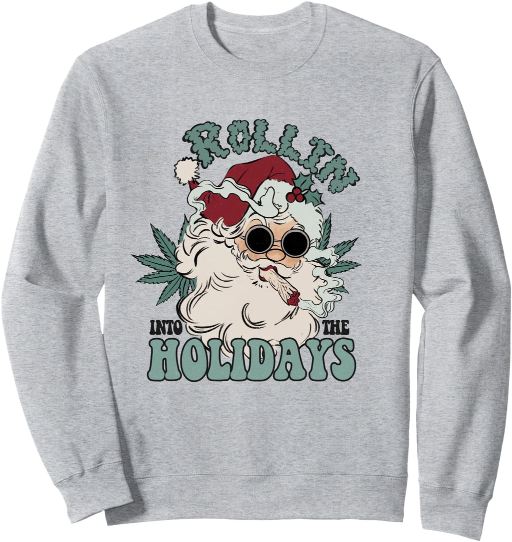 Handcrafted Santa Smoking Weed Sweatshirt - Fun Novelty Design Men Women - T-Shirt, Sweatshirt, Hoodie