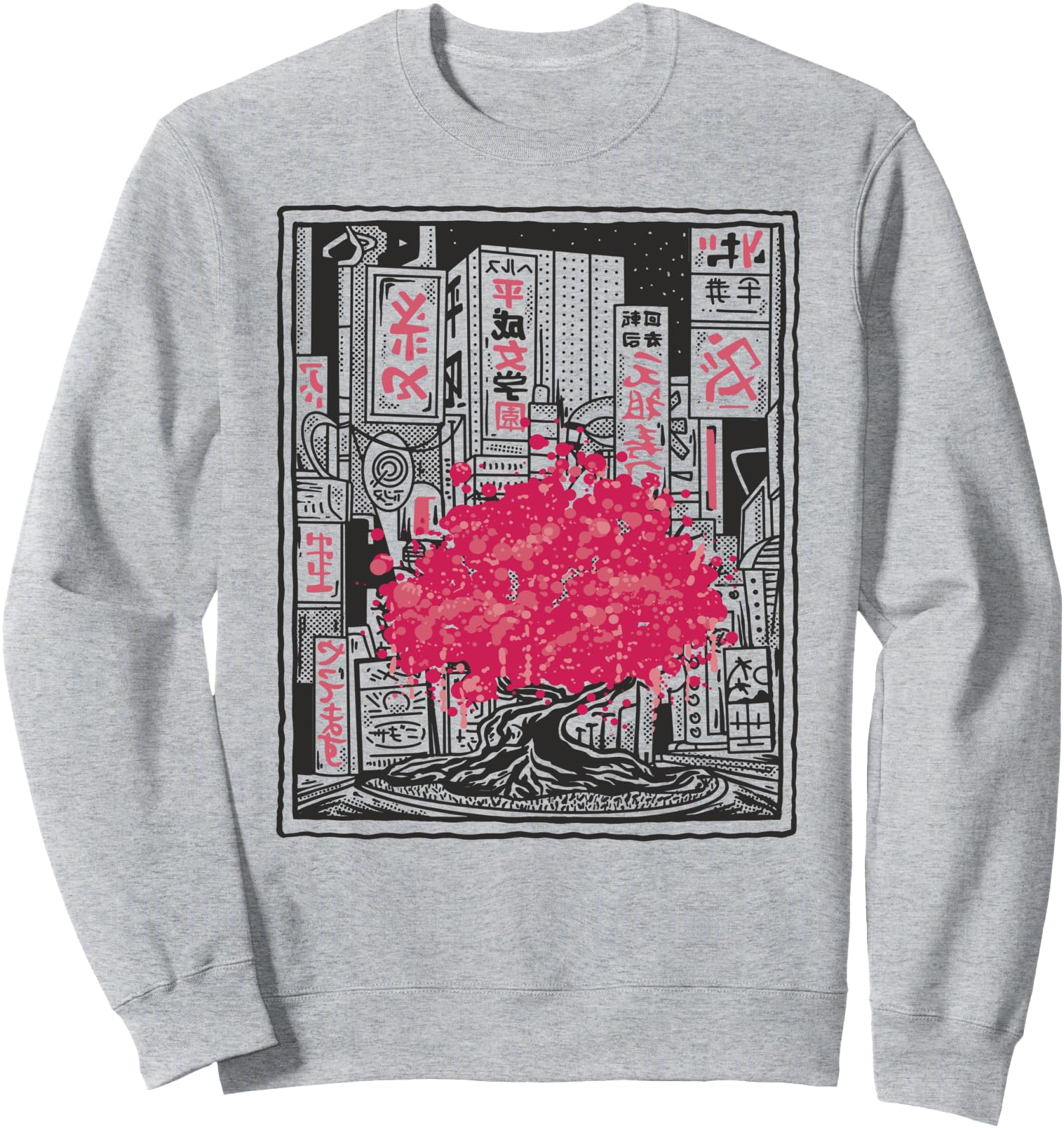 Handcrafted Japanese Sakura Tree Sweatshirt - Minimalist Print for Adults - T-Shirt, Sweatshirt, Hoodie