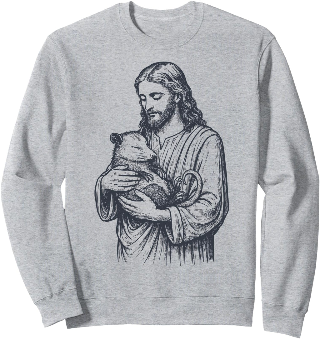 Jesus Holding Opossum Artist Hoodie - Custom Art Print Men Women - T-Shirt, Sweatshirt, Hoodie