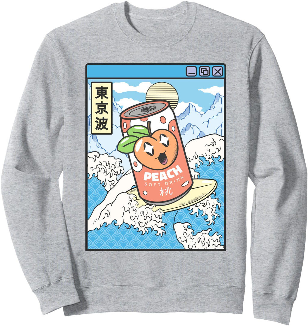 Authentic Surfing Peach Soda Japanese Hoodie - Minimalist Print Men Women - T-Shirt, Sweatshirt, Hoodie