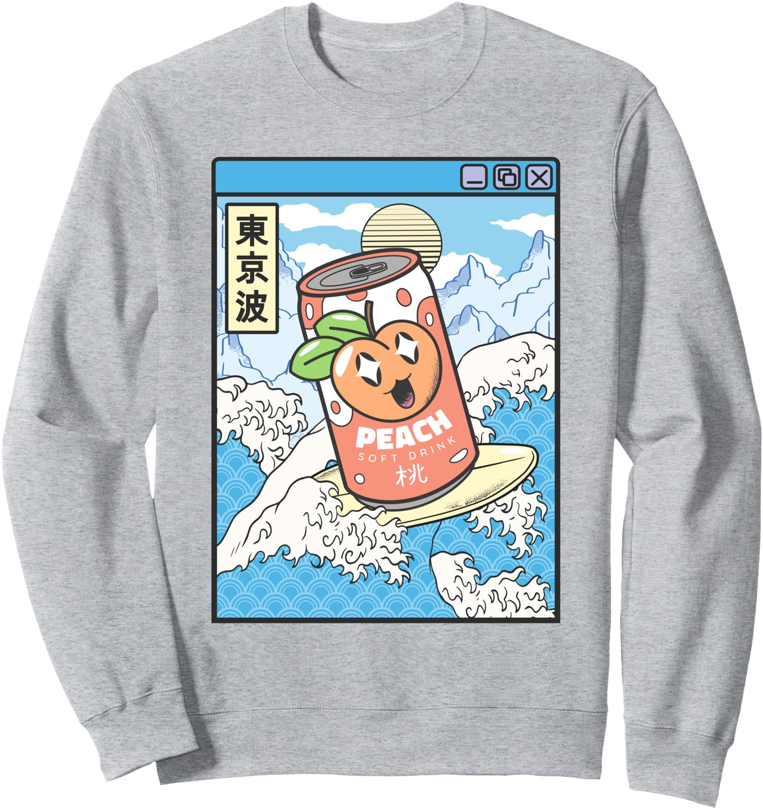 Authentic Surfing Peach Soda Japanese Hoodie - Minimalist Print Men Women - T-Shirt, Sweatshirt, Hoodie