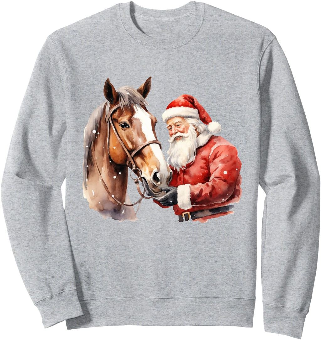 Horse Santa Claus Horses Western Cowboy Hoodie - Minimalist Print Men Women - T-Shirt, Sweatshirt, Hoodie