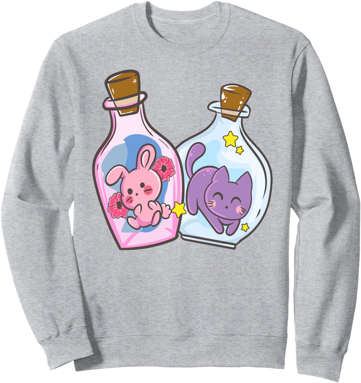 Bunny And Cat Glass Kawaii Anime Hoodie - Unique Graphic for Adults - T-Shirt, Sweatshirt, Hoodie