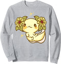 Original Sunflower Axolotl Kawaii Hoodie - Casual Everyday Wear Unisex - T-Shirt, Sweatshirt, Hoodie