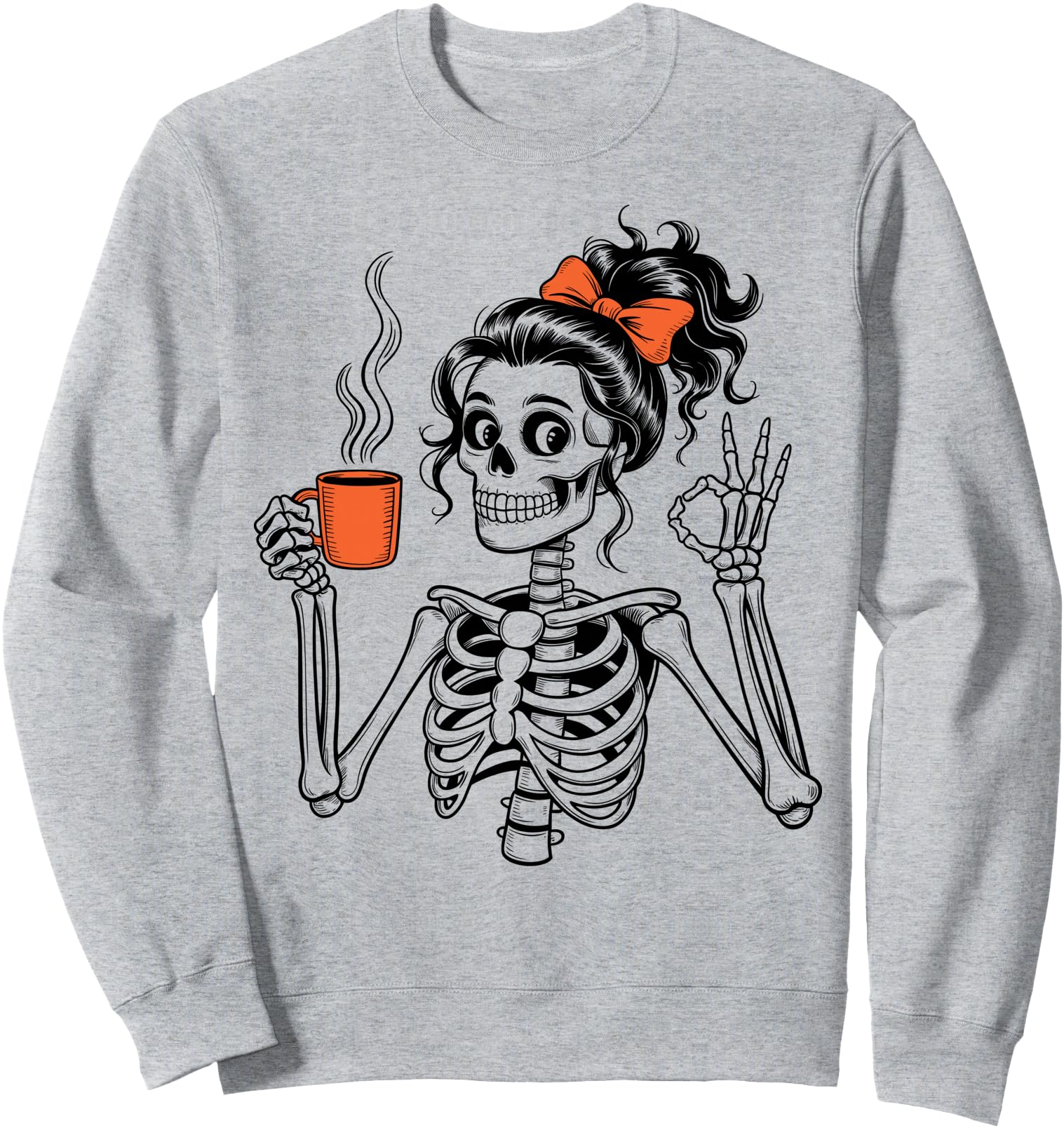 Messy Bun Coffee Mom Skeleton Mama T-Shirt - Custom Art Print for Adults - T-Shirt, Sweatshirt, Hoodie
